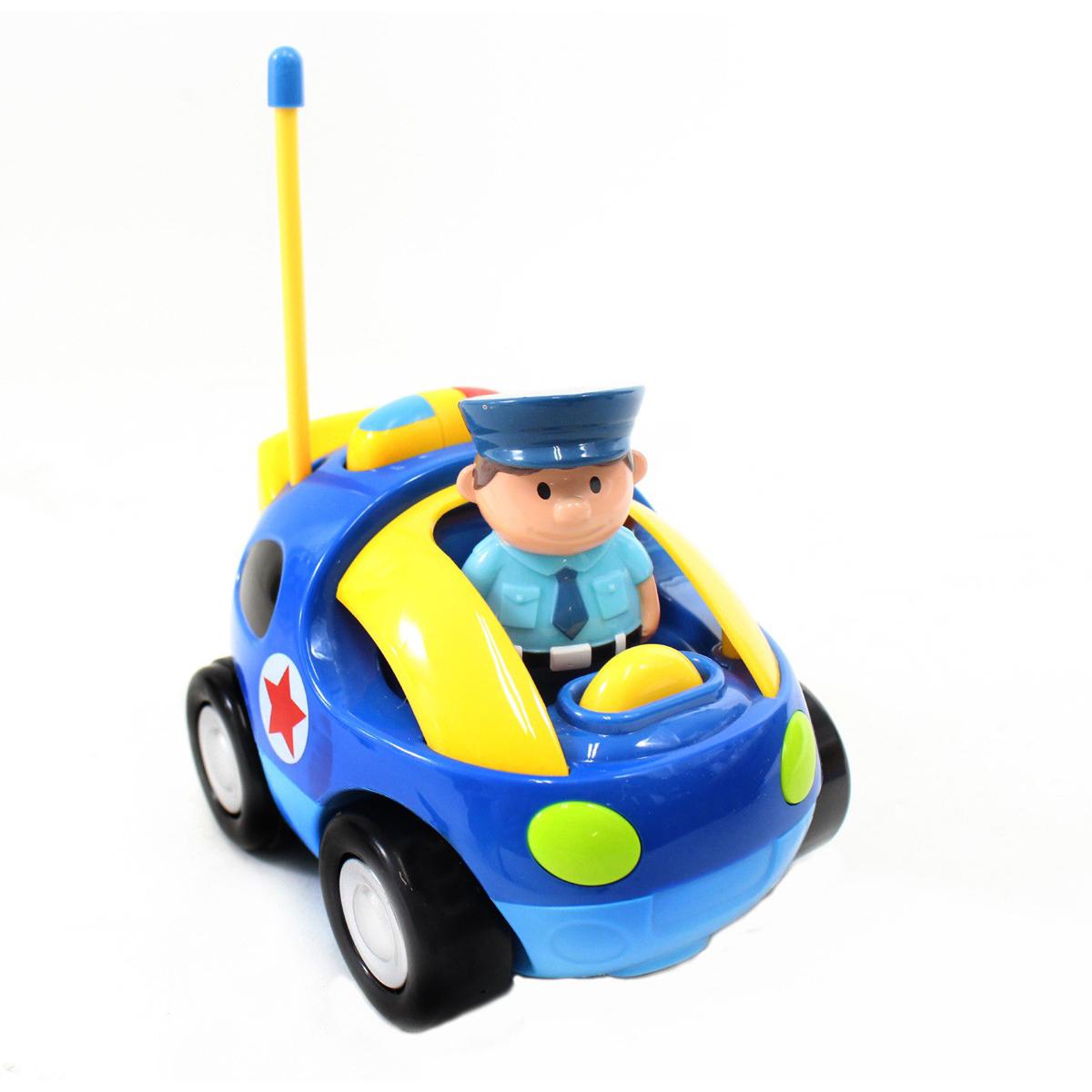 Kalart 4" Cartoon RC Police Car Remote Control Toy For Toddlers (Blue)