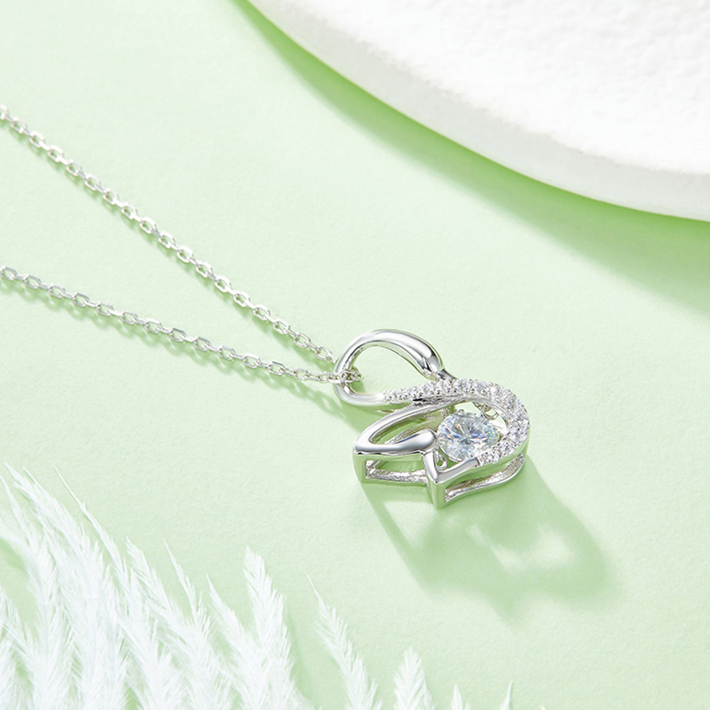 Rotating Moissanite Pendant Necklace with Twirl and Sparkle(GZMSYP-OLDX)