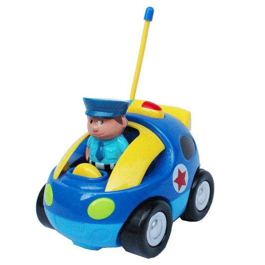 Kalart 4" Cartoon RC Police Car Remote Control Toy For Toddlers (Blue)