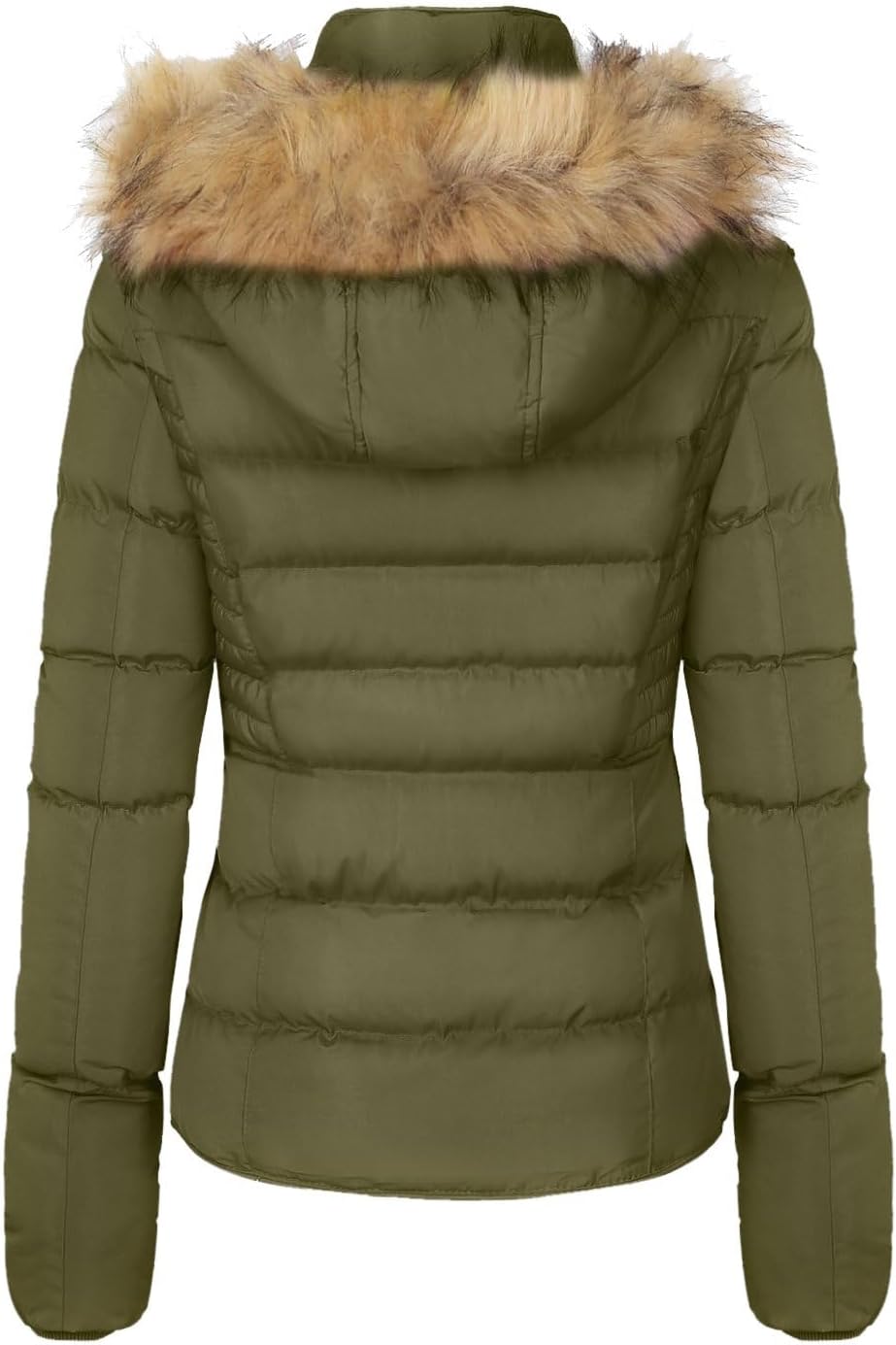 Kalart Women's Fur Hooded Puffer Jacket With Zipper Fleece Lining