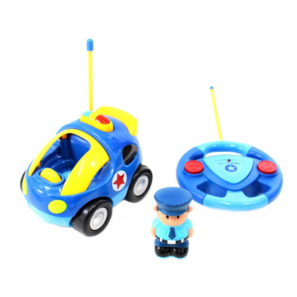 Kalart 4" Cartoon RC Police Car Remote Control Toy For Toddlers (Blue)