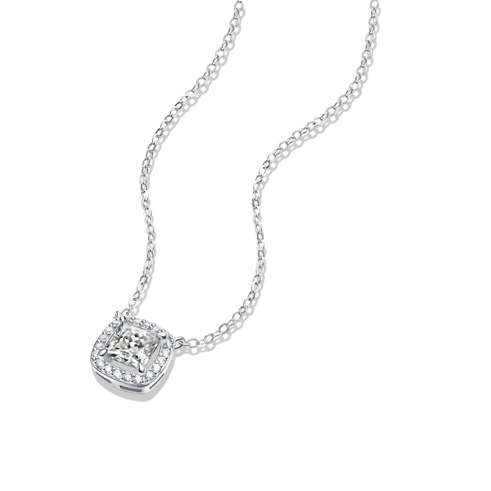 Elegant and timeless jewelry: 1ct Round Cut Moissanite Necklace with S925 Silver Chain(GZJZ-N11439-6.5)