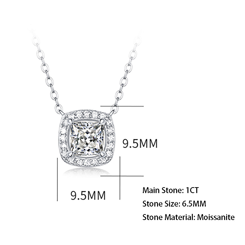 Elegant and timeless jewelry: 1ct Round Cut Moissanite Necklace with S925 Silver Chain(GZJZ-N11439-6.5)