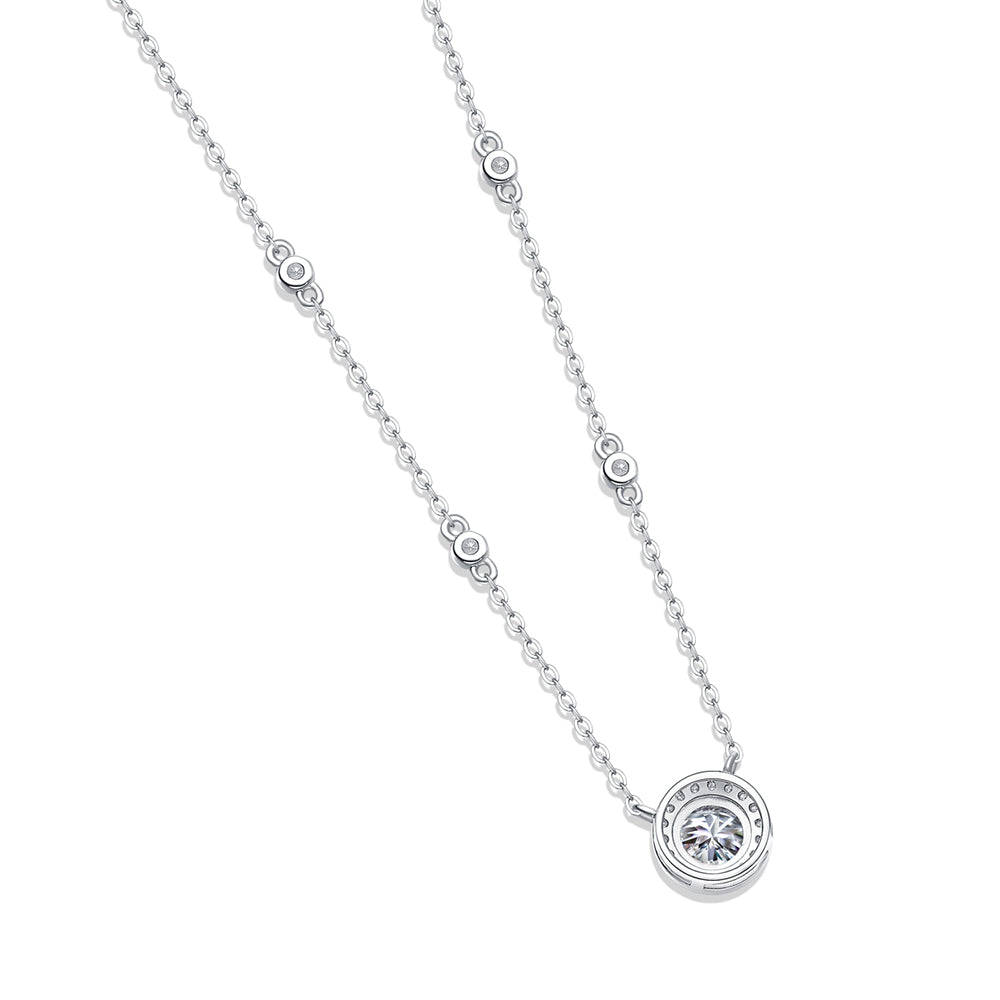 1ct Round Moissanite Necklace on S925 Silver Chain: Timeless Elegance(GZJZ-N12343-6.5)