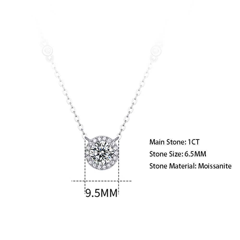 1ct Round Moissanite Necklace on S925 Silver Chain: Timeless Elegance(GZJZ-N12343-6.5)