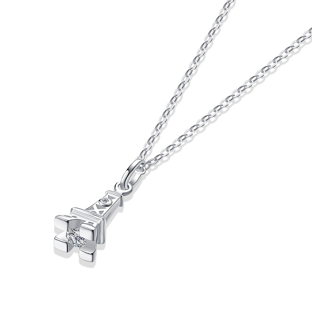 Moissanite Necklace on S925 Silver Chain: Timeless Elegance(GZJZ-N12356-2.5)