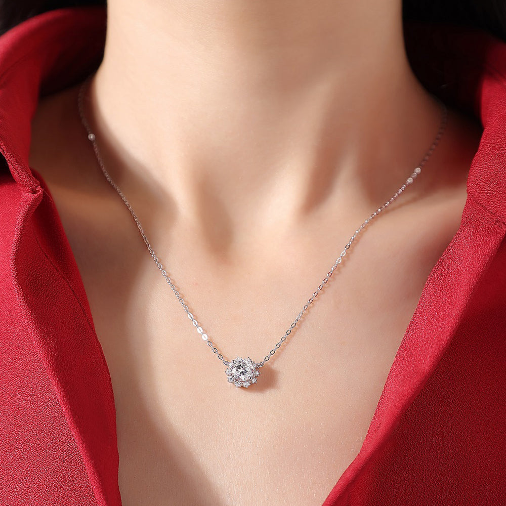 Moissanite pendant with 6.5mm and 925 sterling silver, radiant sparkle(GZJZ-N12679-6.5MM)