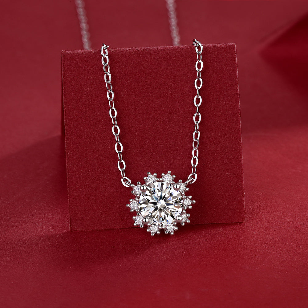 Moissanite pendant with 6.5mm and 925 sterling silver, radiant sparkle(GZJZ-N12679-6.5MM)