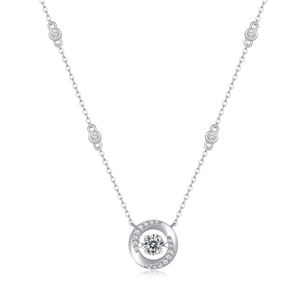 Lab-Created Moissanite Solitaire Necklace: Stunning Simplicity(GZJZ-N12873-5MM)