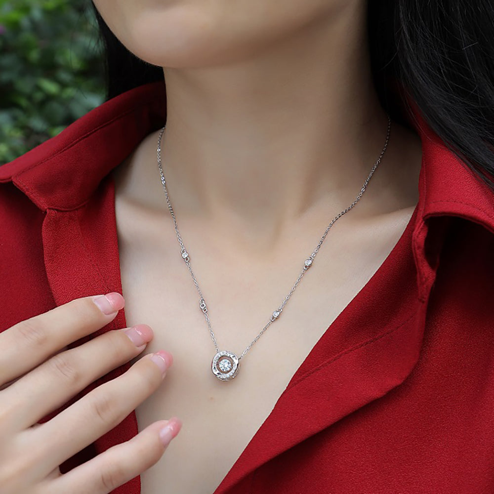 Lab-Created Moissanite Solitaire Necklace: Stunning Simplicity(GZJZ-N12873-5MM)