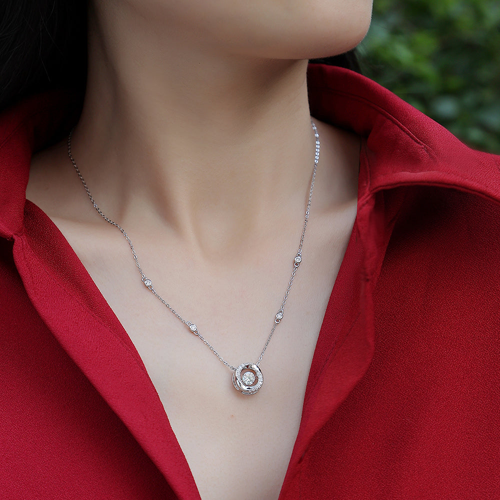 Lab-Created Moissanite Solitaire Necklace: Stunning Simplicity(GZJZ-N12873-5MM)