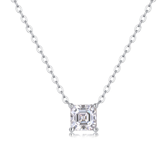 Square Moissanite Necklace in S925 Silver: A Shining Classic(GZJZ-N12958-5.5MM)