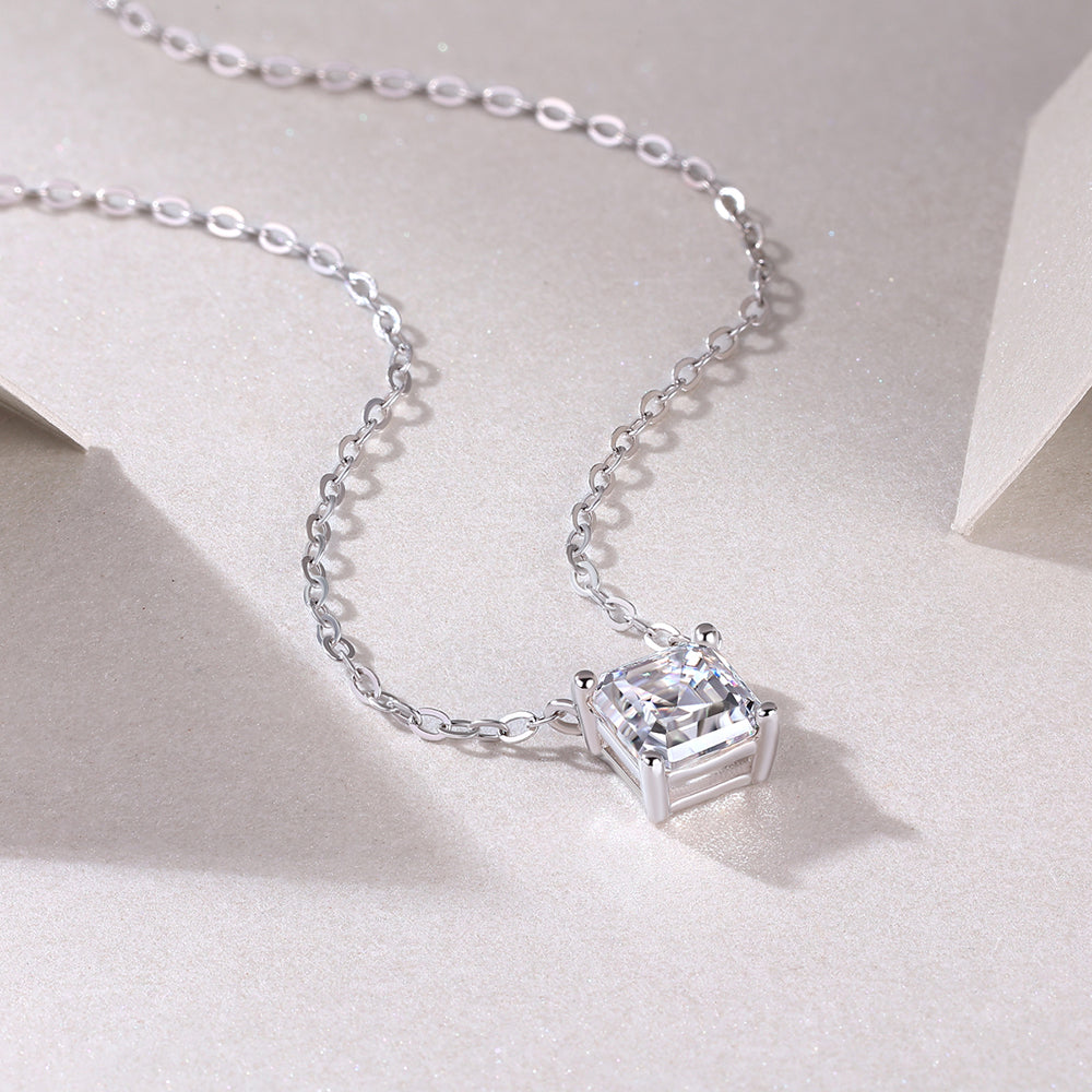 Square Moissanite Necklace in S925 Silver: A Shining Classic(GZJZ-N12958-5.5MM)