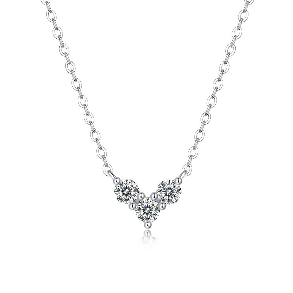 Moissanite Solitaire on Sterling Silver Chain, Pure Brilliance(GZJZ-N12971)