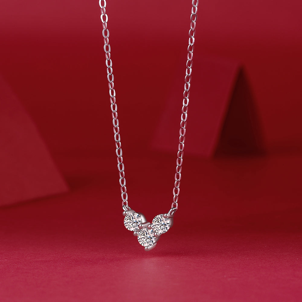 Moissanite Solitaire on Sterling Silver Chain, Pure Brilliance(GZJZ-N12971)