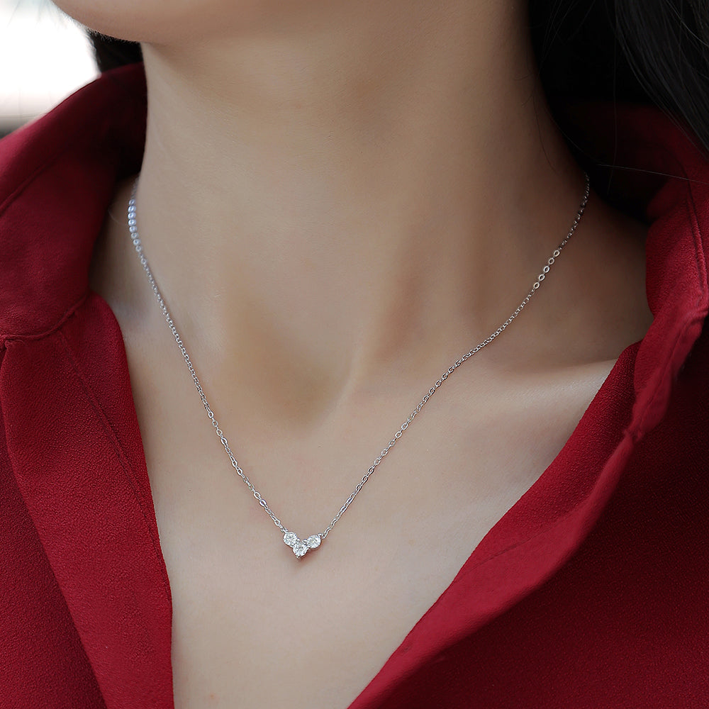 Moissanite Solitaire on Sterling Silver Chain, Pure Brilliance(GZJZ-N12971)