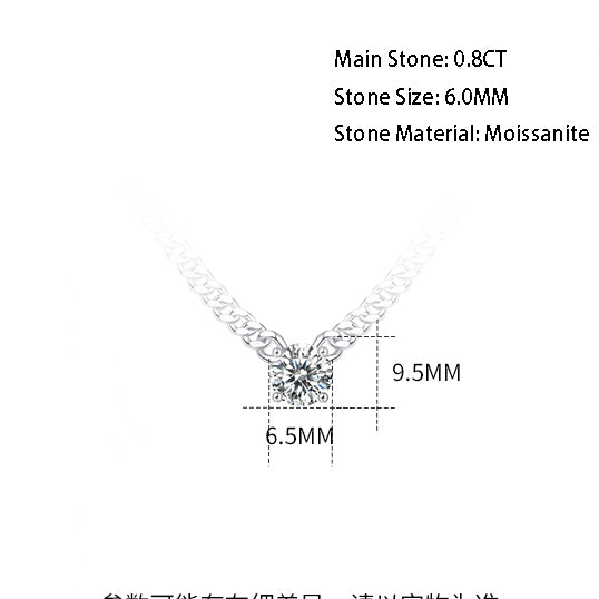 6.5mm Moissanite Pendant on Sterling Silver Cuban Chain: Pure Brilliance(GZJZ-N13382-6.5MM)