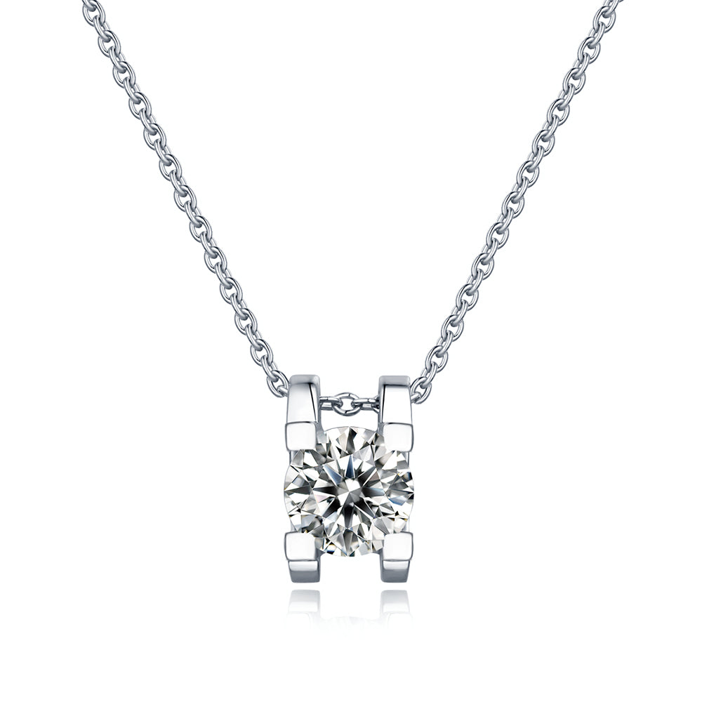 Graceful and glitzy 6.5mm Moissanite Beauty on S925 Chain(GZJZ-N9205-6.5)