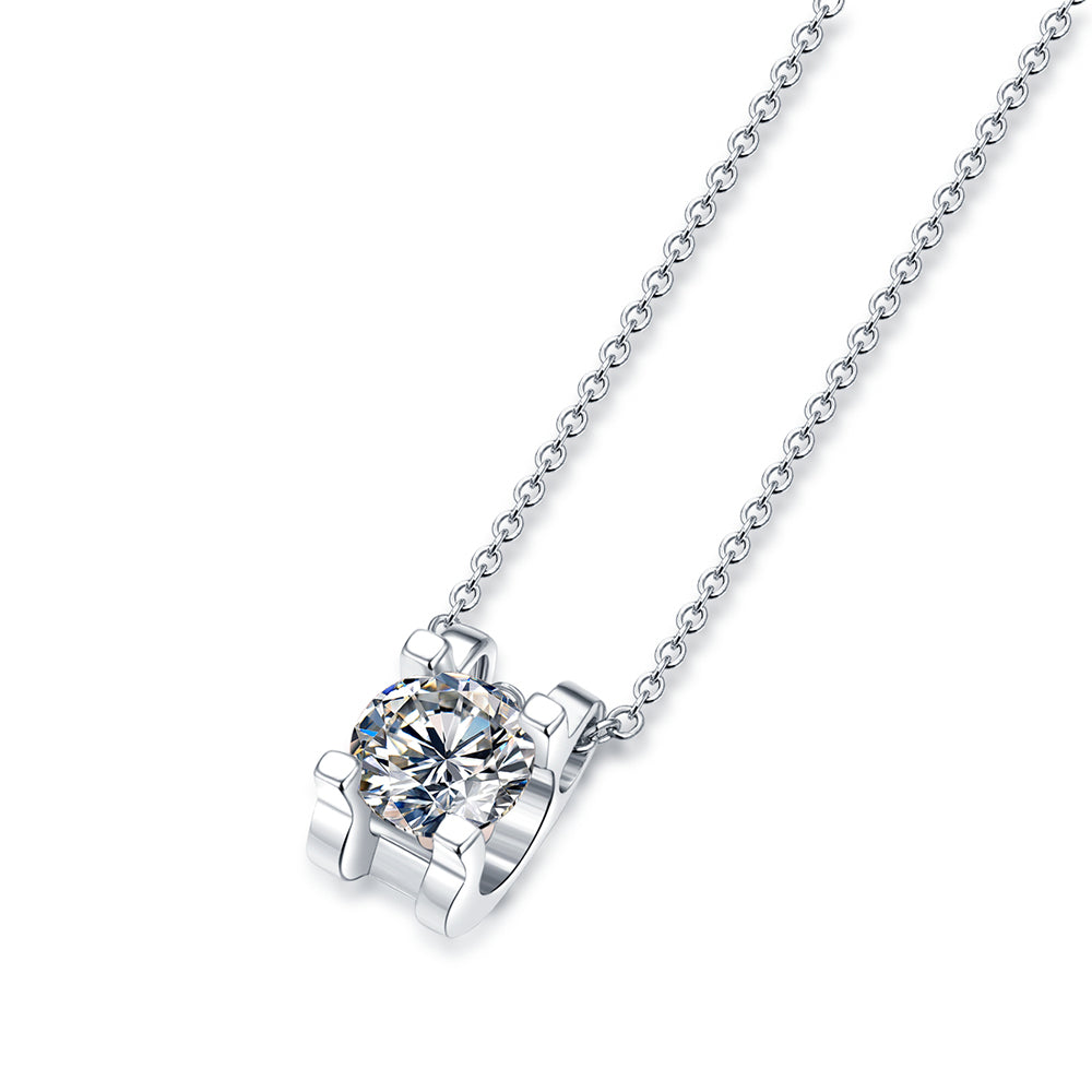 Graceful and glitzy 6.5mm Moissanite Beauty on S925 Chain(GZJZ-N9205-6.5)