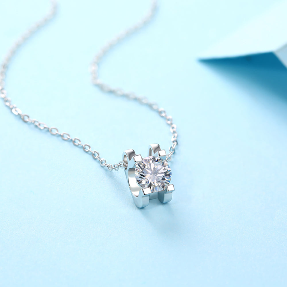 Graceful and glitzy 6.5mm Moissanite Beauty on S925 Chain(GZJZ-N9205-6.5)