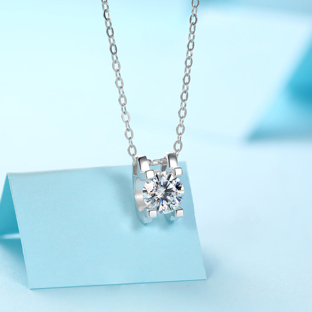 Graceful and glitzy 6.5mm Moissanite Beauty on S925 Chain(GZJZ-N9205-6.5)