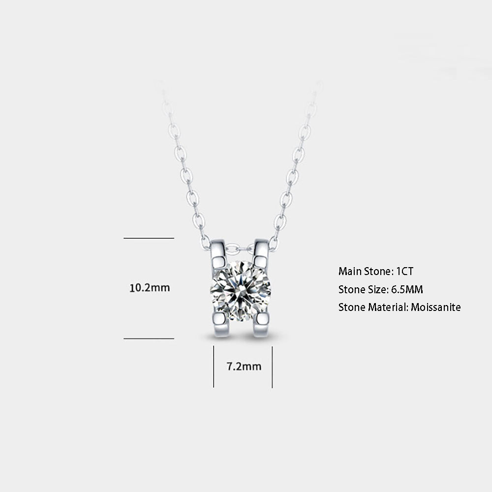 Graceful and glitzy 6.5mm Moissanite Beauty on S925 Chain(GZJZ-N9205-6.5)