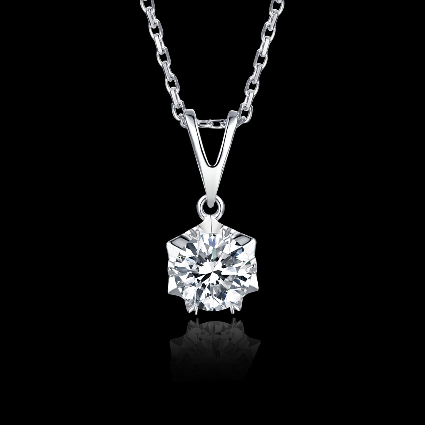 Round Cut Moissanite Necklace in S925 Silver is a stylish sparkler (GZMSYP-O01A)