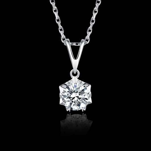 Round Cut Moissanite Necklace in S925 Silver is a stylish sparkler (GZMSYP-O01A)