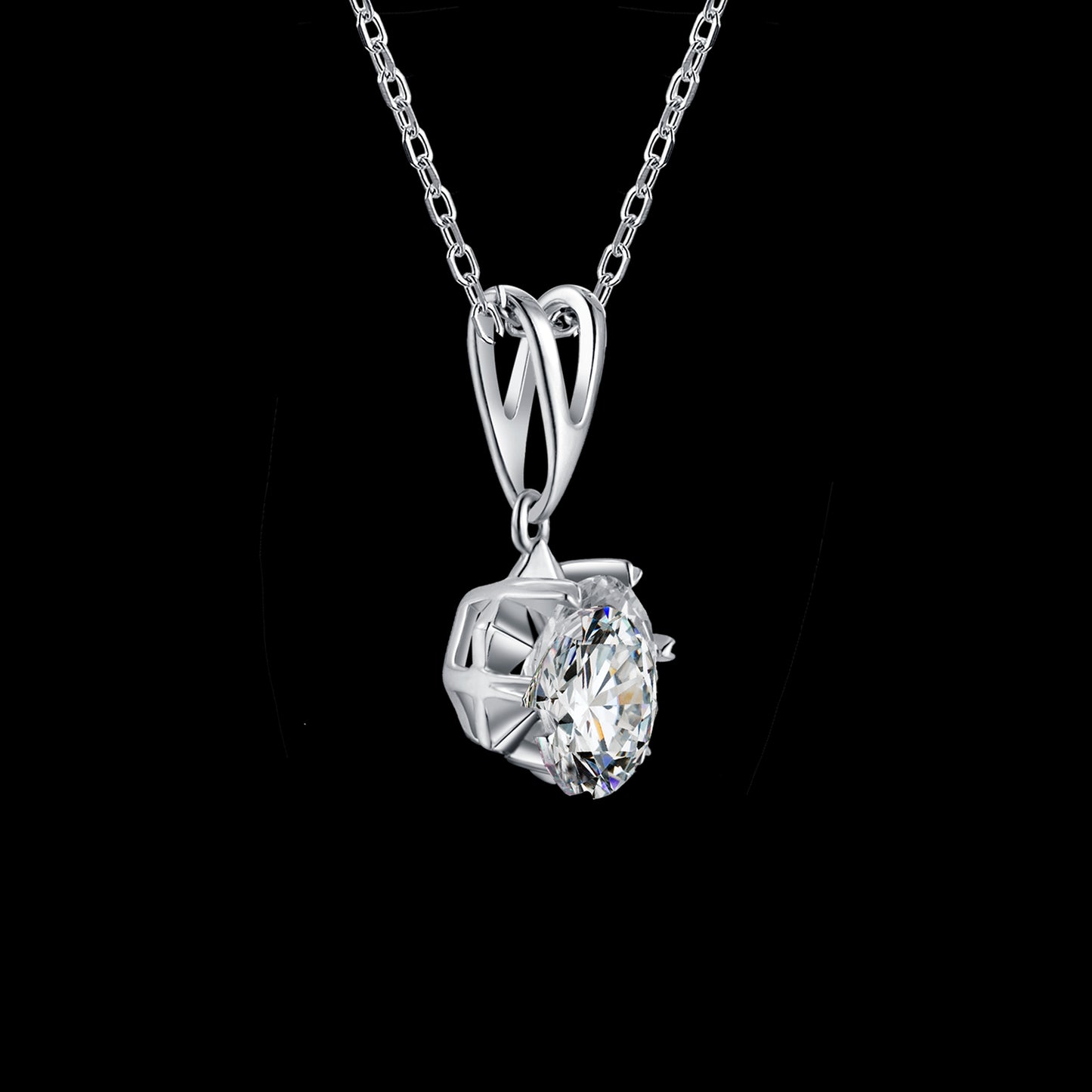 Round Cut Moissanite Necklace in S925 Silver is a stylish sparkler (GZMSYP-O01A)