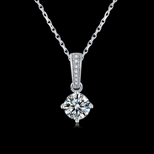 1ct/2ct Moissanite Pendant on Silver Chain: Stunning Simplicity(GZMSYP-O02A)