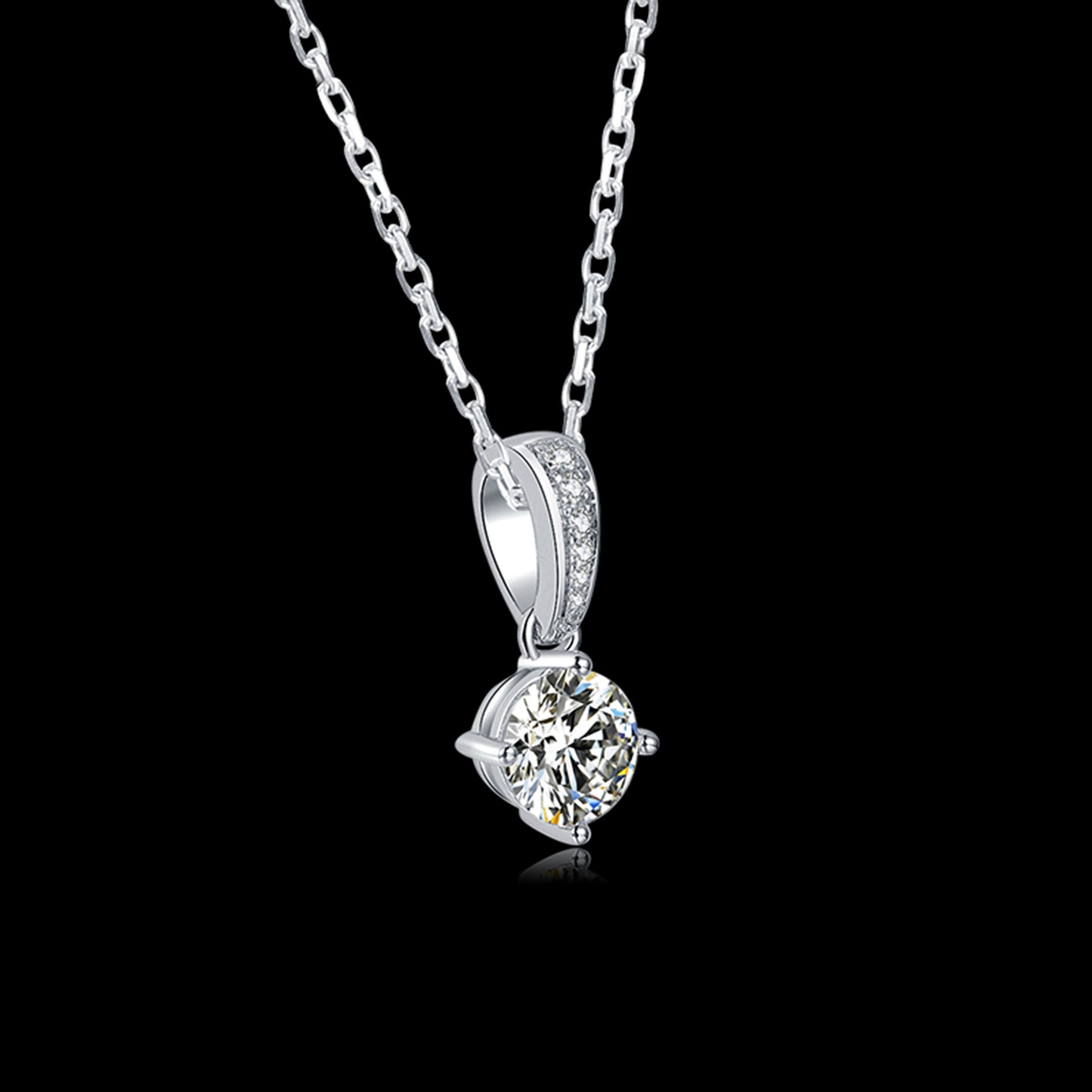 1ct/2ct Moissanite Pendant on Silver Chain: Stunning Simplicity(GZMSYP-O02A)