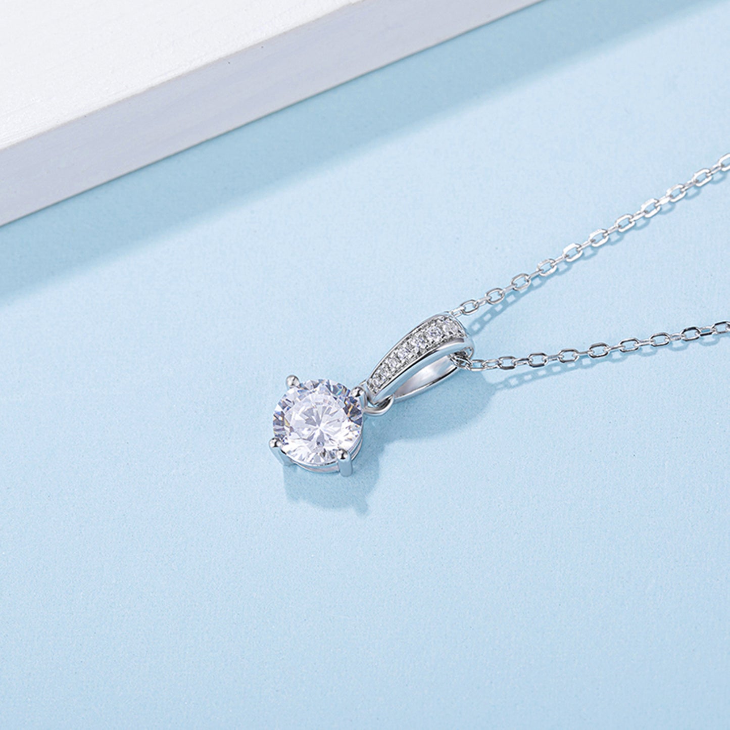 1ct/2ct Moissanite Pendant on Silver Chain: Stunning Simplicity(GZMSYP-O02A)