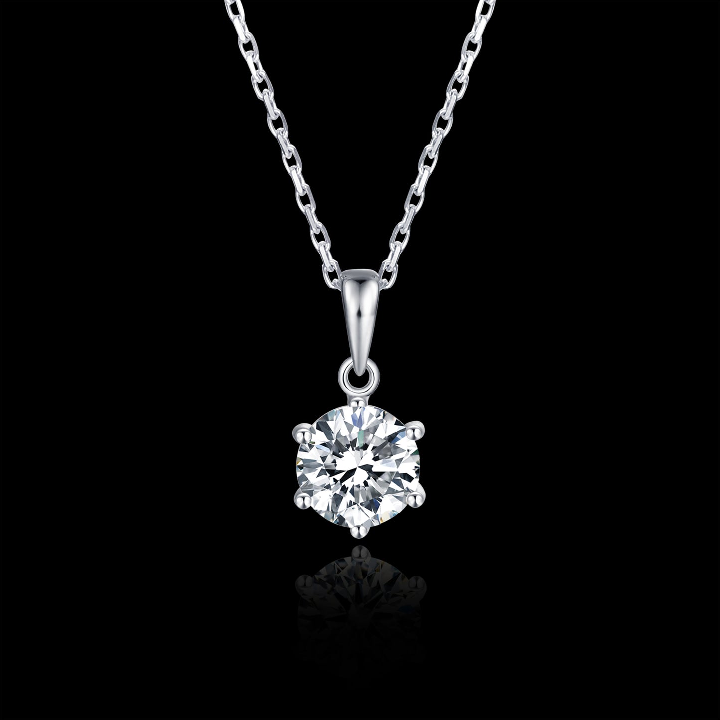 Necklace with 6.5mm Moissanite Solitaire in S925 Sterling Silver Delight(GZMSYP-O03A)