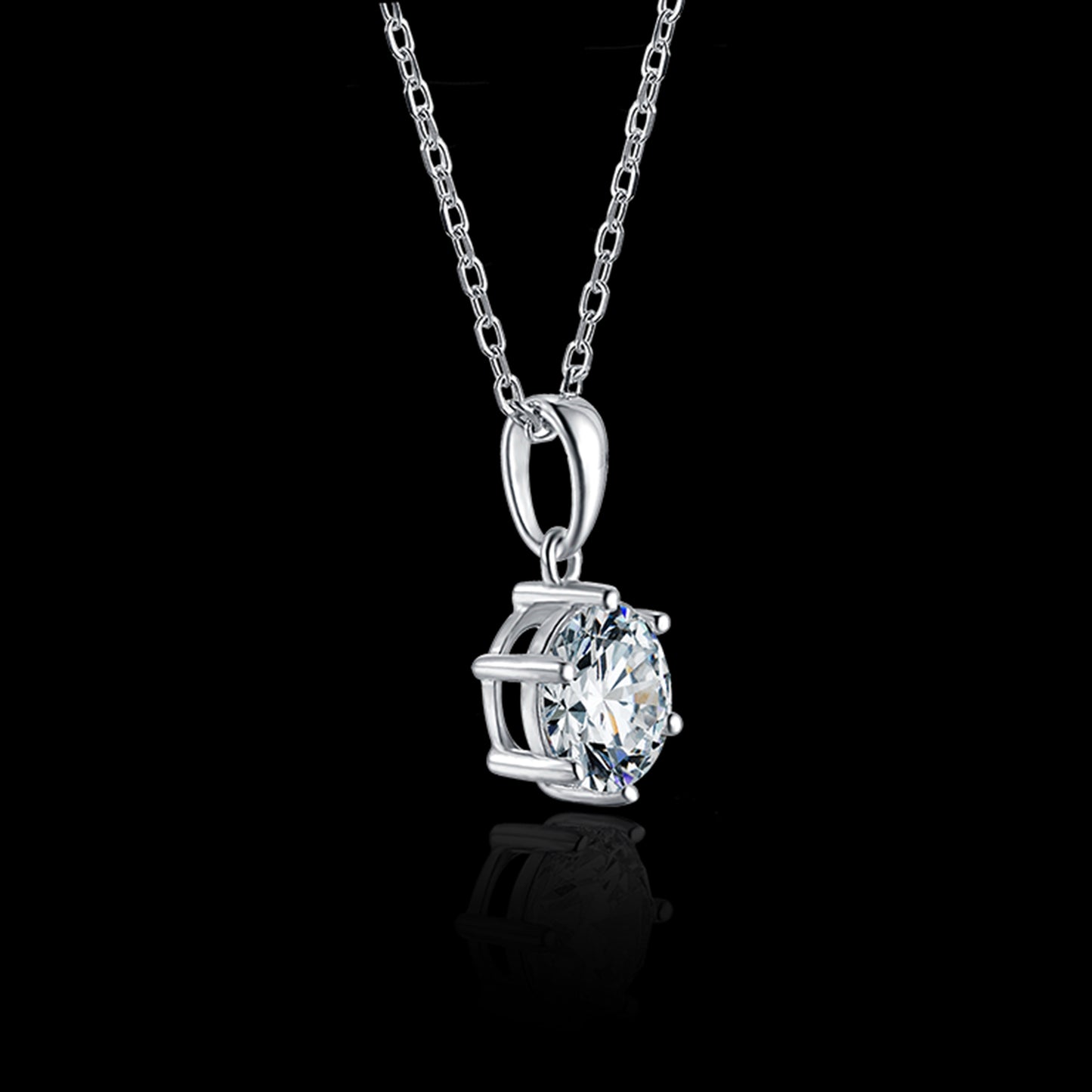 Necklace with 6.5mm Moissanite Solitaire in S925 Sterling Silver Delight(GZMSYP-O03A)