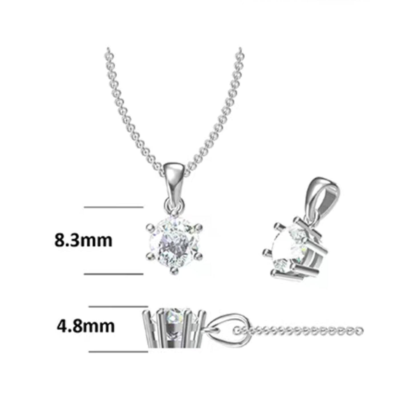 Necklace with 6.5mm Moissanite Solitaire in S925 Sterling Silver Delight(GZMSYP-O03A)