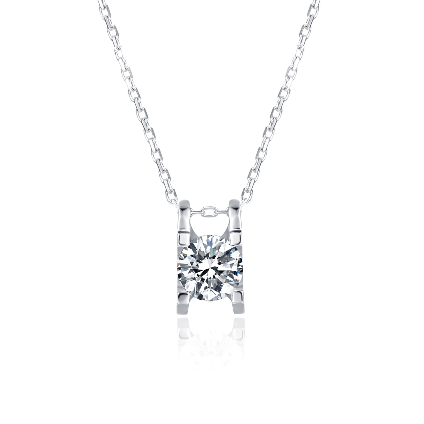 S925 Silver Moissanite Necklace with 1ct/2ct Brilliance, Eternal Charm(GZMSYP-O04A)