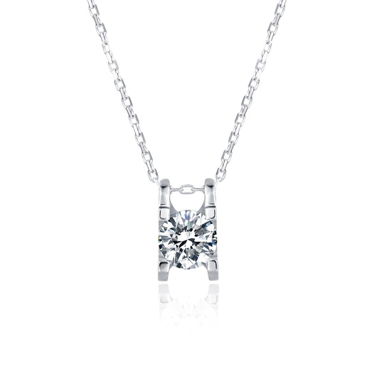 S925 Silver Moissanite Necklace with 1ct/2ct Brilliance, Eternal Charm(GZMSYP-O04A)