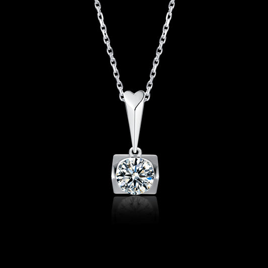 6.5mm Moissanite Pendant on Sterling Silver Cuban Chain: Pure Brilliance(GZMSYP-O05A)