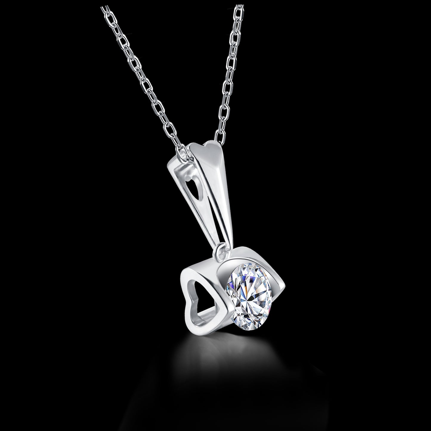 6.5mm Moissanite Pendant on Sterling Silver Cuban Chain: Pure Brilliance(GZMSYP-O05A)