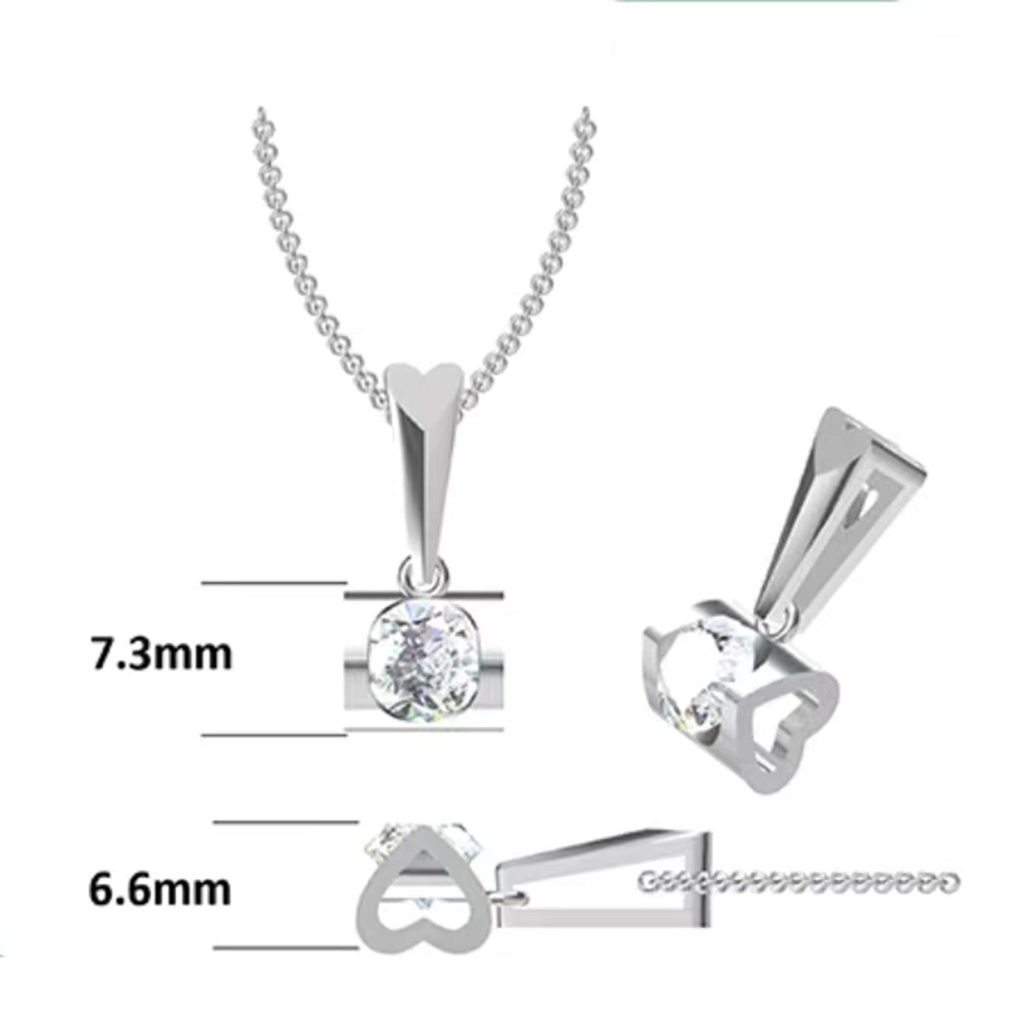 6.5mm Moissanite Pendant on Sterling Silver Cuban Chain: Pure Brilliance(GZMSYP-O05A)