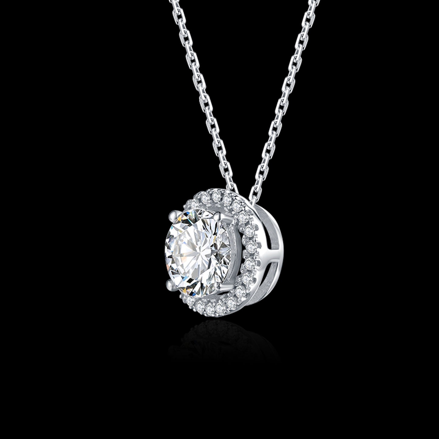 One-carat & 2-carat Moissanite Solitaire Necklace in S925, the definition of luxury(GZMSYP-O16A)