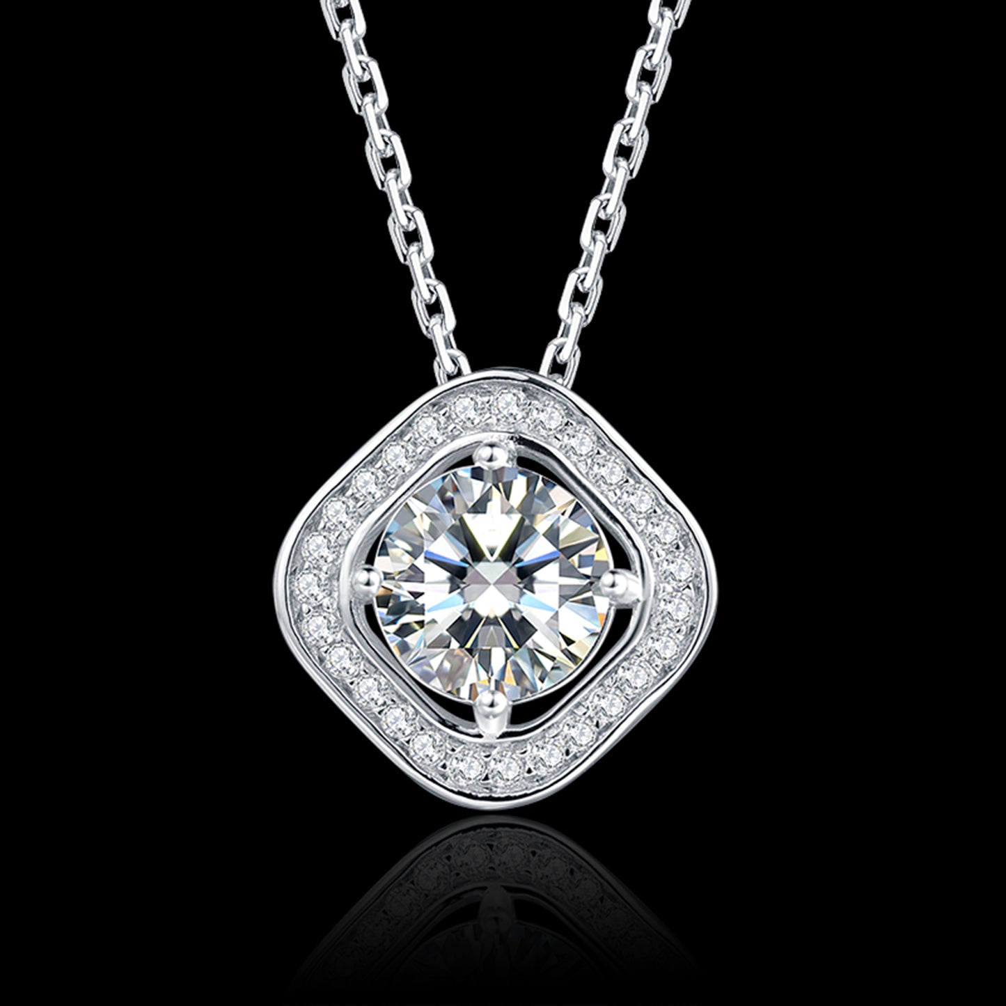 Moissanite Pendant on Sterling Silver Necklace Has Mesmerizing Radiance(GZMSYP-O17A)