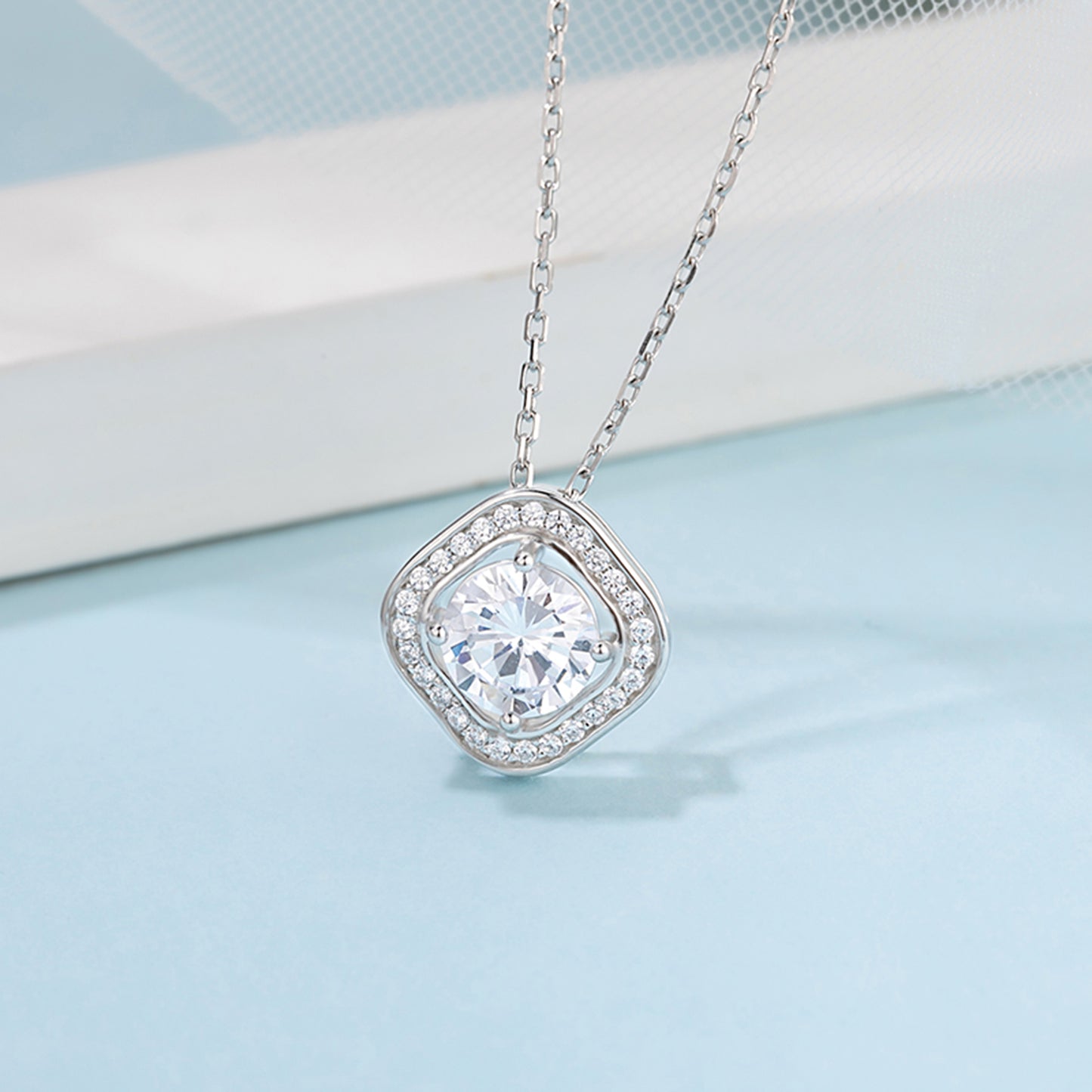 Moissanite Pendant on Sterling Silver Necklace Has Mesmerizing Radiance(GZMSYP-O17A)