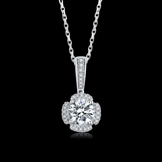 S925 Sterling Silver 1ct/2ct Moissanite Necklace with Radiant Sparkle(GZMSYP-O35A)