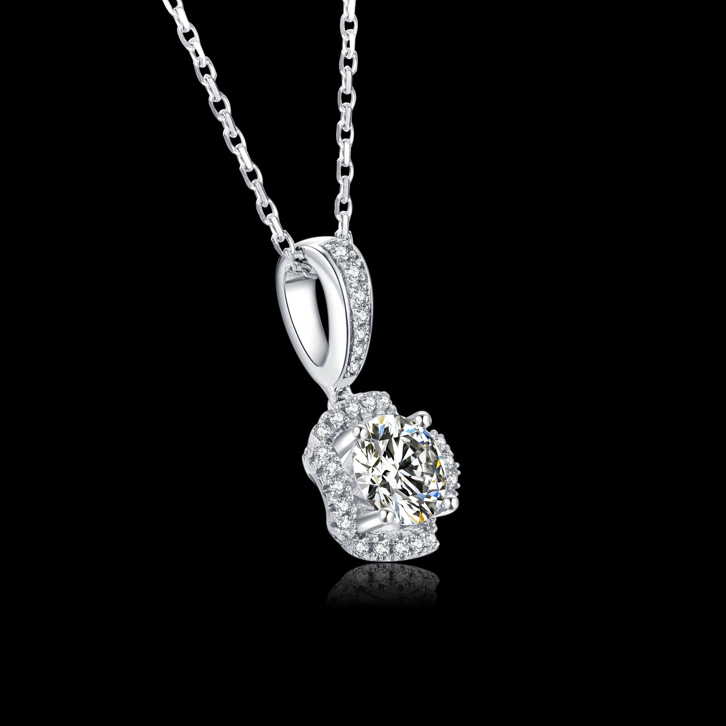 S925 Sterling Silver 1ct/2ct Moissanite Necklace with Radiant Sparkle(GZMSYP-O35A)