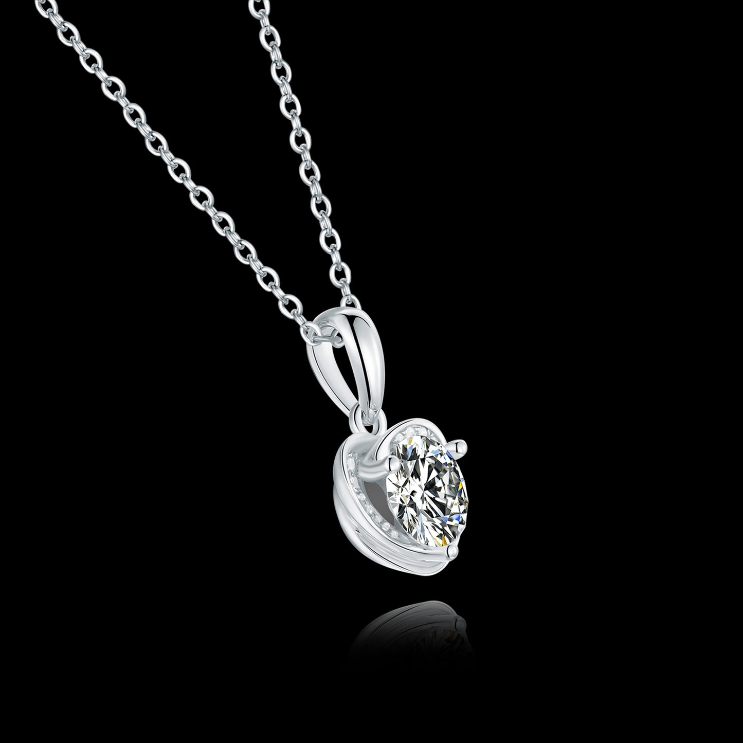 Classic Simplicity: 1ct/2ct Moissanite Beauty on S925 Silver Chain(GZMSYP-P043A)