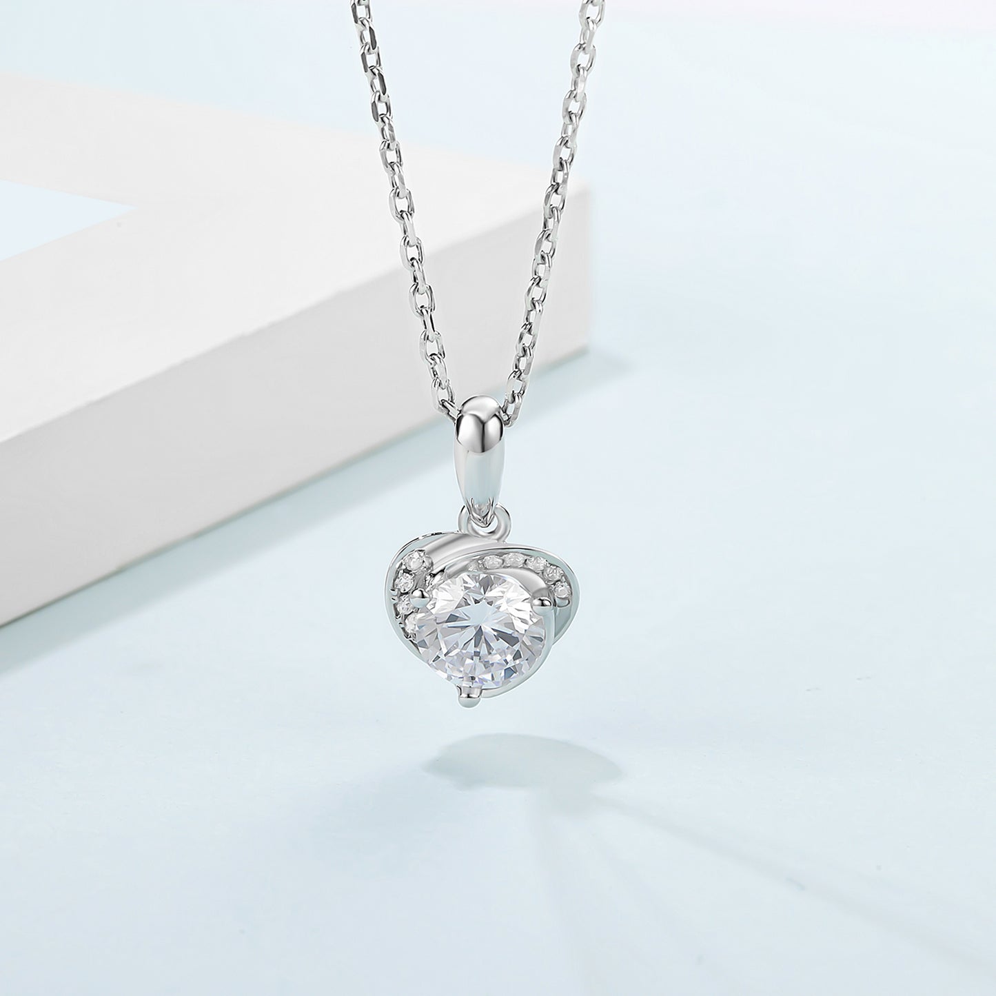 Classic Simplicity: 1ct/2ct Moissanite Beauty on S925 Silver Chain(GZMSYP-P043A)