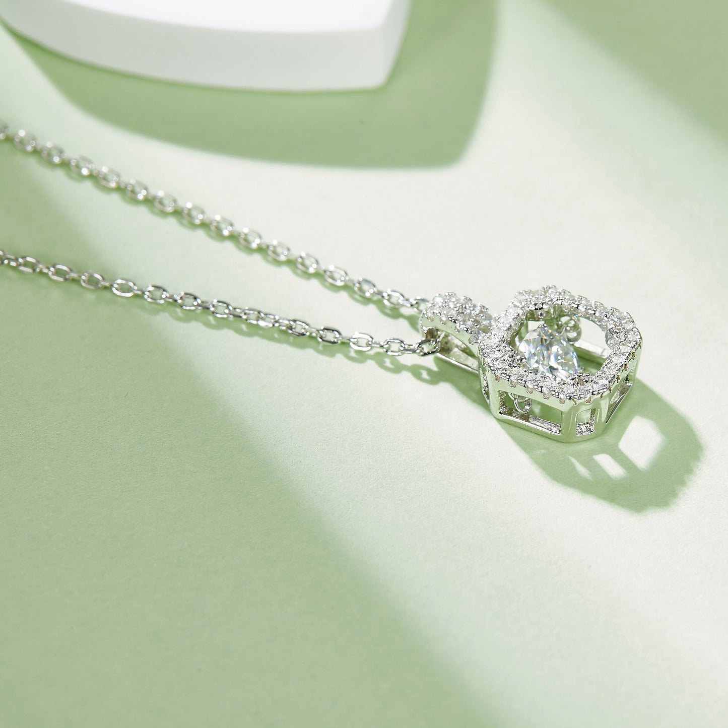 Spin Moissanite Necklace in Sterling Silver by Dizzying Diamonds(GZMSYP-OLDA)