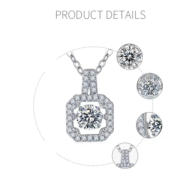 Spin Moissanite Necklace in Sterling Silver by Dizzying Diamonds(GZMSYP-OLDA)