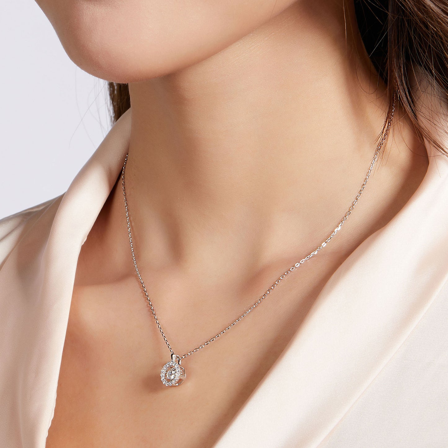 The Moving Moissanite Necklace: The Spinning Gem(GZMSYP-OLDD)